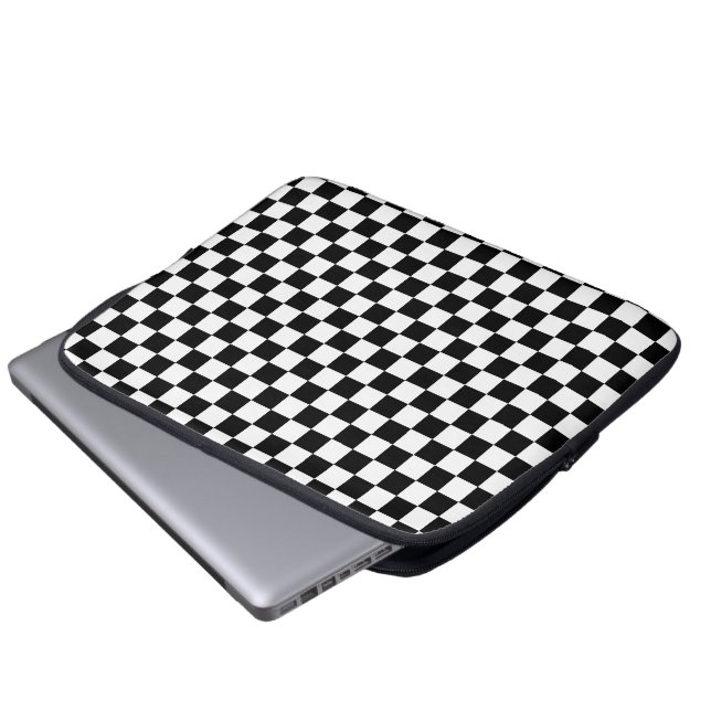 Zwart en wit Check patroon Laptop Sleeve (Voorkant onderkant)