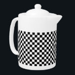 Zwart en wit Check patroon Theepot<br><div class="desc">Zwart en wit Gecontroleerd patroon Zwart en wit Controlerbord Zwart en wit Gecontroleerd Zwart-witcheques Zwart-witcontroles</div>