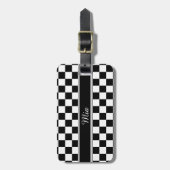Zwart en wit Checkerboard ID148 Bagagelabel (Voorkant verticaal)