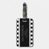 Zwart en wit Checkerboard ID148 Bagagelabel (Achterkant verticaal)