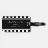 Zwart en wit Checkerboard ID148 Bagagelabel (Achterkant horizontaal)