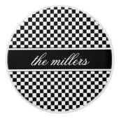 Zwart en wit Checkerboard ID148 Keramische Knop (Voorkant)