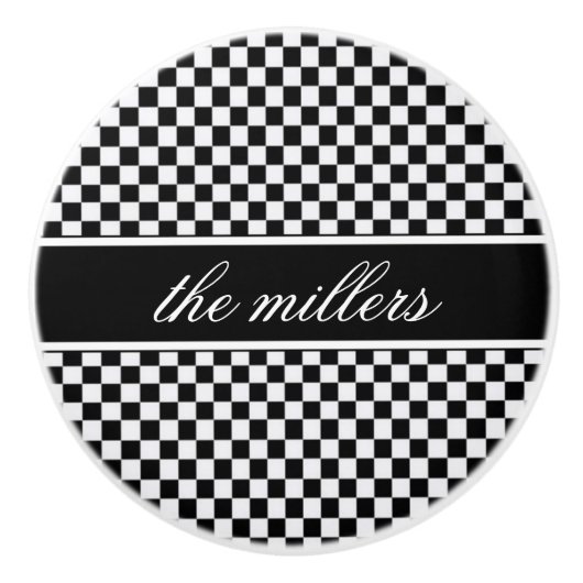 Zwart en wit Checkerboard ID148 Keramische Knop (Voorkant)