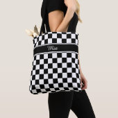 Zwart en wit Checkerboard ID148 Tote Bag (Dichtbij)