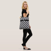 Zwart en wit Checkerboard ID148 Tote Bag (Op model)