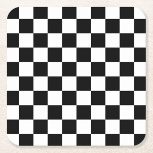 Zwart en wit Checkerboard-patroon Kartonnen Onderzetters