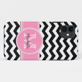 Zwart en wit Chevron met Bubblegum Roze Case-Mate iPhone Case (Achterkant (horizontaal))