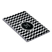 Zwart en wit Chevron Zig Zag Retro Elegantie Notitieboek (Rechterzijde)
