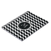 Zwart en wit Chevron Zig Zag Retro Elegantie Notitieboek (Linkerzijde)