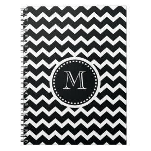 Zwart en wit Chevron Zig Zag Retro Elegantie Notitieboek