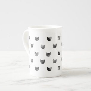 Zwart en wit chic knuffel kat patroon porselein kop