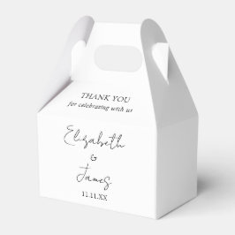 Zwart en wit chic script huwelijksbedankje bedankdoosjes