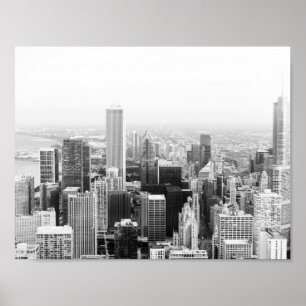 Zwart en Wit Chicago Illinois Poster