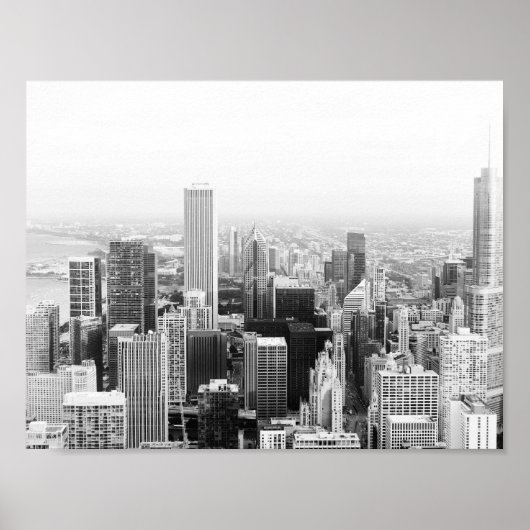 Zwart en Wit Chicago Illinois Poster (Voorkant)