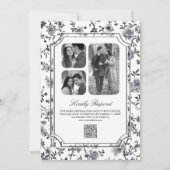 Zwart en Wit Chinoiserie Kam QR Code Huwelijk Kaart (Achterkant)