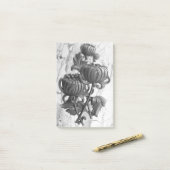 Zwart en wit chrysanthemumprint post-it® notes (Op bureau)