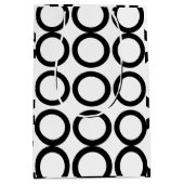 Zwart en wit cirkel geometrisch medium cadeauzakje (Voorkant)