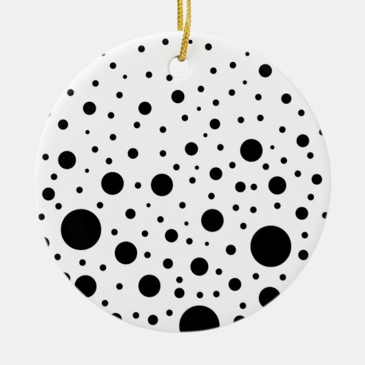 Zwart en wit cirkelontwerp keramisch ornament (Voorkant)