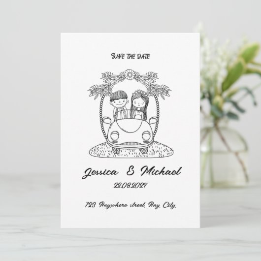 Zwart en wit Creatieve huwelijksuitnodiging 🎶 Kaart (Staand voorkant)