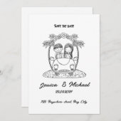 Zwart en wit Creatieve huwelijksuitnodiging 🎶 Kaart (Voorkant / Achterkant)