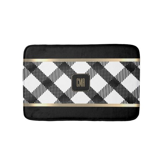 Zwart en wit Crisscross design Badmat (Voorkant)