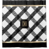 Zwart en wit Crisscross design Douchegordijn (Voorkant)