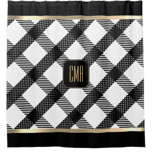 Zwart en wit Crisscross design Douchegordijn (Voorkant)