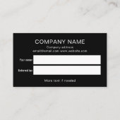 Zwart en Wit custom bedrijf logo Aanbevelingskaartje (Achterkant)