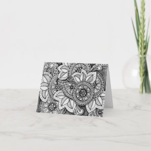 Zwart en wit Damask Indiase Mandala Dank je Bedankkaart