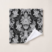 Zwart en wit damast. bad handdoek (Wasdoekje)