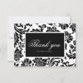 Zwart en wit damast bedankkaart (Voorkant)