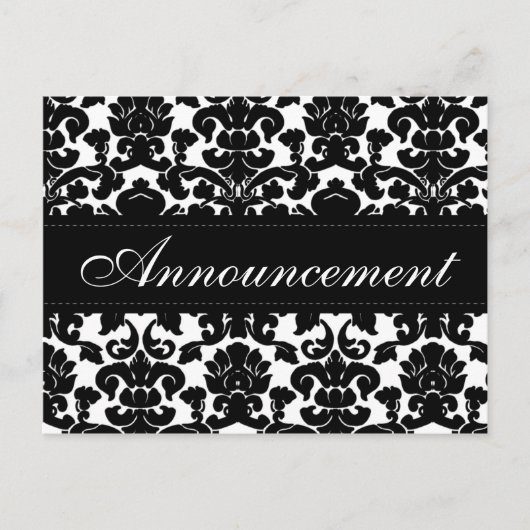 Zwart en wit Damast Huwelijksannulering Kaart (Voorkant)