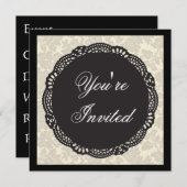 Zwart en wit damast kaart (Voorkant / Achterkant)