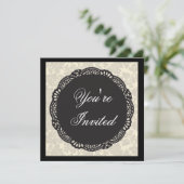 Zwart en wit damast kaart (Staand voorkant)