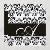 ZWART EN WIT DAMAST MONOGRAM Chanpagne metaalachti Kaart (Voorkant / Achterkant)