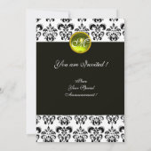 ZWART EN WIT DAMAST MONOGRAM, gele topaas Kaart (Achterkant)