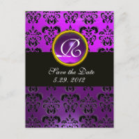 ZWART EN WIT DAMAST Paarse Amethist Monogram