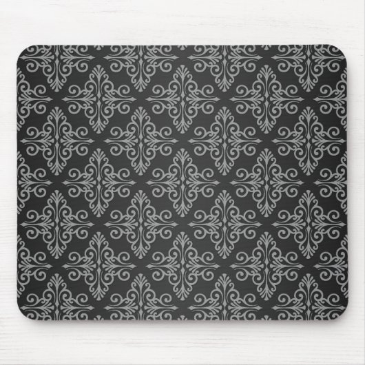 Zwart en wit damast patroon muismat (Voorkant)