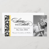 Zwart en wit damast Save The Date (Voorkant / Achterkant)