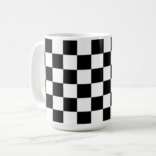 Zwart en Wit Dambord Retro Mok Kop (Voorkant links)
