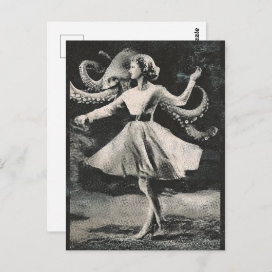 Zwart en wit dansen met de octopus briefkaart (Voorkant / Achterkant)