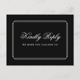 Zwart en Wit Deco Liedverzoek RSVP Ansichtkaart Uitnodiging Briefkaart