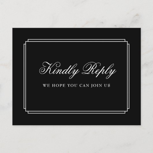 Zwart en Wit Deco Liedverzoek RSVP Ansichtkaart Uitnodiging Briefkaart (Voorkant)