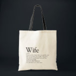 Zwart en Wit Definitie van de Beste Vrouw ter Were Tote Bag<br><div class="desc">Personaliseer voor je speciale vrouw om een uniek cadeau te maken voor verjaardagen, jubileum, trouwdag, Kerstmis of elke dag dat je wilt laten zien hoeveel ze voor je betekent. Een perfecte manier om haar te laten zien hoe geweldig ze elke dag is. Ontworpen door Thisisnotme©</div>