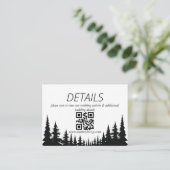 Zwart en wit dennebomen Winter Bruiloft QR Code Informatiekaartje (Staand voorkant)