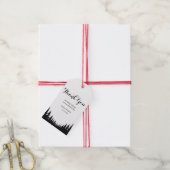 Zwart en Wit Dennengebomen Winterhuwelijk Cadeaulabel (Met Touw)