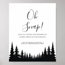 Zwart en Wit Dennengebomen Winterhuwelijk Poster