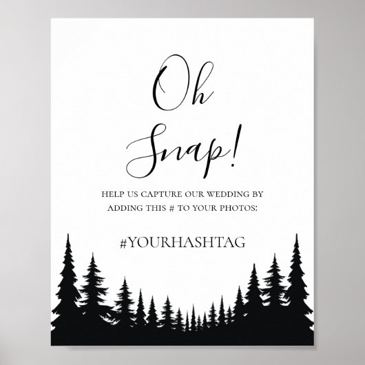 Zwart en Wit Dennengebomen Winterhuwelijk Poster (Voorkant)