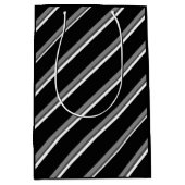 Zwart en Wit Diagonaal Gestreepte Cadeautas (Voorkant)