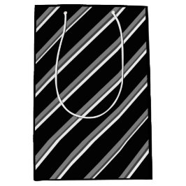 Zwart en Wit Diagonaal Gestreepte Cadeautas